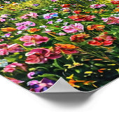 Poster Peinture à l'huile de lac et de champs de fleurs (Coin)