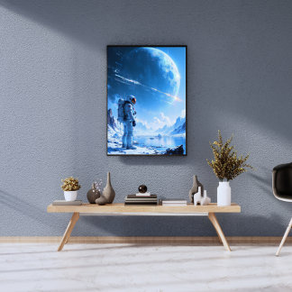 Poster Peinture à l'huile de l'astronaute solitaire sur l
