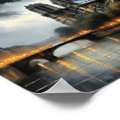 Poster Peinture à l'huile de Notre Dame de Paris la nuit (Coin)