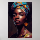 Poster Peinture à l'huile de portrait de femme noire (Devant)