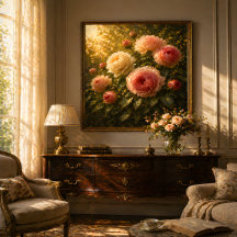 Peinture à l'huile de roses ensoleillées – Décorat