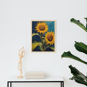 Poster peinture à l'huile de tournesols dans le style de
