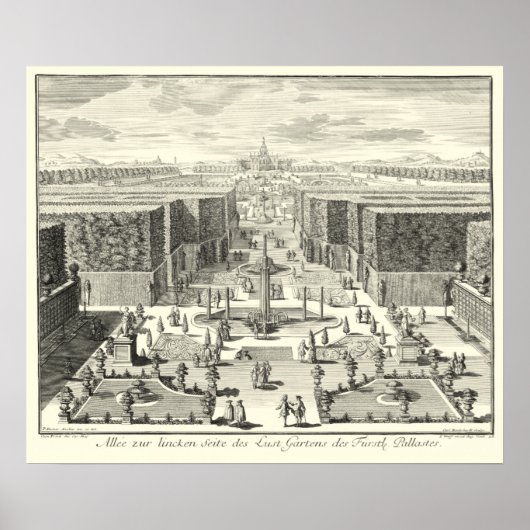 Poster Peinture à l'huile des Fontaines du Jardin de Vers (Devant)