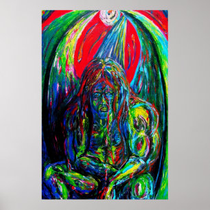 Poster Peinture à l'huile d'homme abstrait coloré