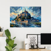 Poster Peinture à l'huile du Mont-Saint-Michel (Bureau à domicile)