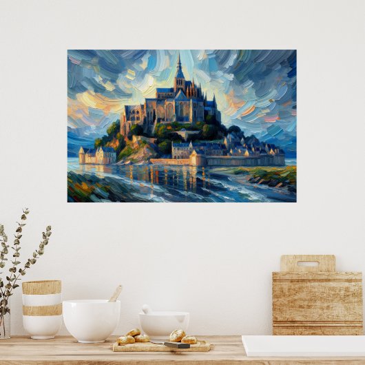 Poster Peinture à l'huile du Mont-Saint-Michel (Cuisine)