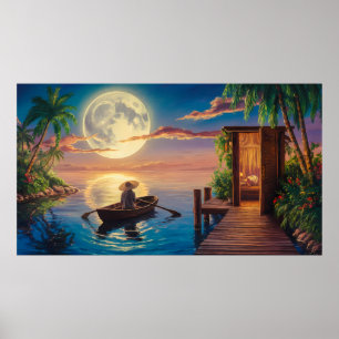 Poster Peinture à l'huile du paradis tropical