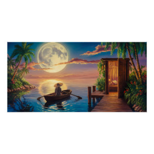 Poster Peinture à l'huile du paradis tropical