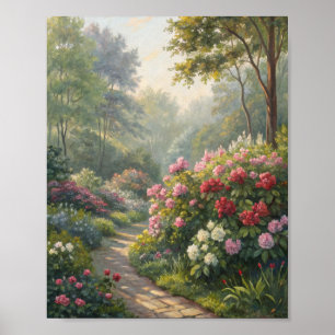 Poster Peinture à l'huile d'un chemin de jardin printanie
