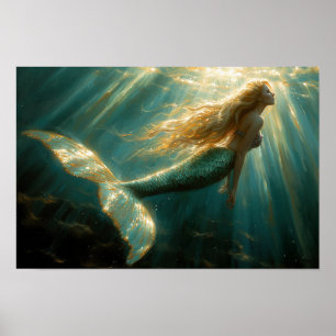 Poster Peinture à l'huile d'une sirène