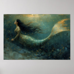 Poster Peinture à l'huile d'une sirène