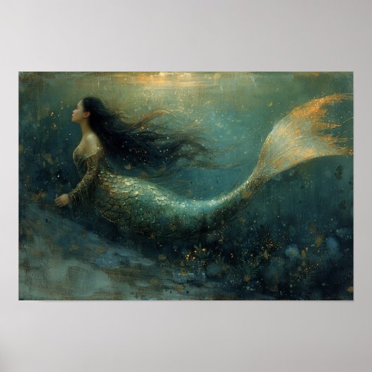 Poster Peinture à l'huile d'une sirène (Devant)