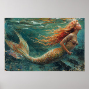 Poster Peinture à l'huile d'une sirène