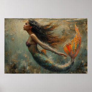 Poster Peinture à l'huile d'une sirène