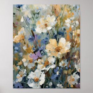 Poster Peinture à l'huile Fleur sauvage Pastel
