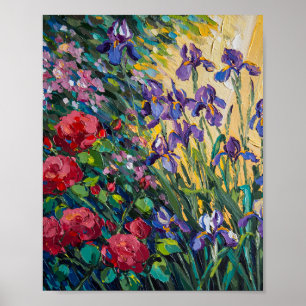 Poster Peinture à l'huile florale expressive à forte impa