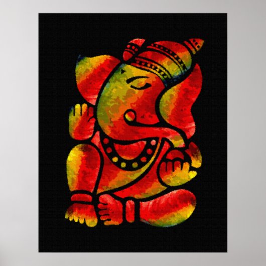 Poster Peinture à l'huile Ganesha colorée (Devant)