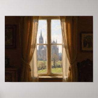 Poster Peinture à l'huile impressionniste Vue de la cathé