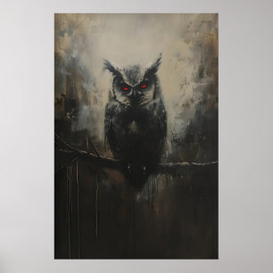 Poster Peinture à l'huile imprimable de hibou gothique so