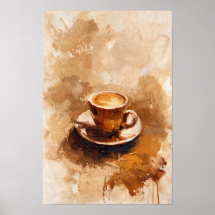 Poster Peinture à l'huile minimaliste de la coupe de café