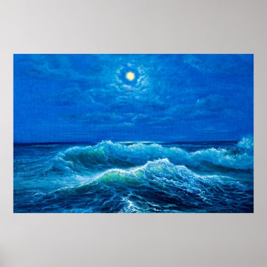 Poster peinture à l'huile montrant les vagues de l'océan (Devant)