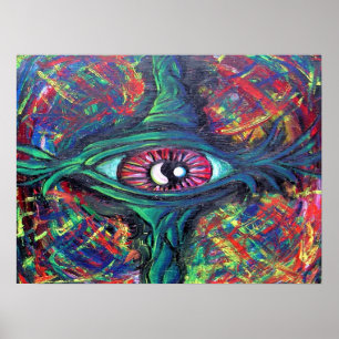 Poster Peinture à l'huile surréaliste tordue et hallucina