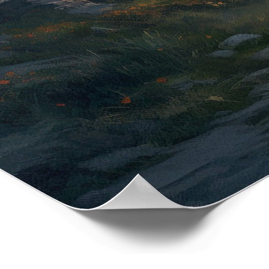 Poster Peinture à l'huile vieux chemin de pierre à traver (Coin)