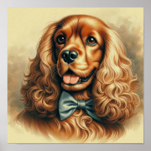 Poster Peinture à l'huile vintage de Cocker Spaniel