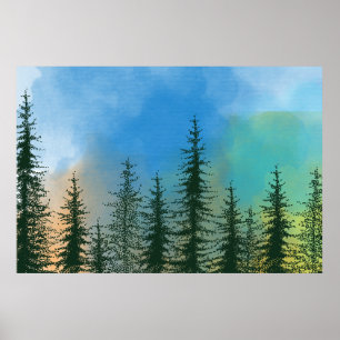 Poster peinture à l'ombre des arbres