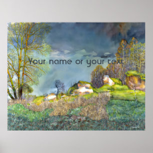 Poster Peinture à orage de printemps Aquarelle