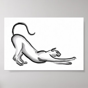 Poster Peinture à pinceau de chat étirée