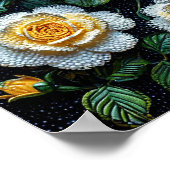 Poster Peinture à points de roses blanches élégantes Art (Coin)