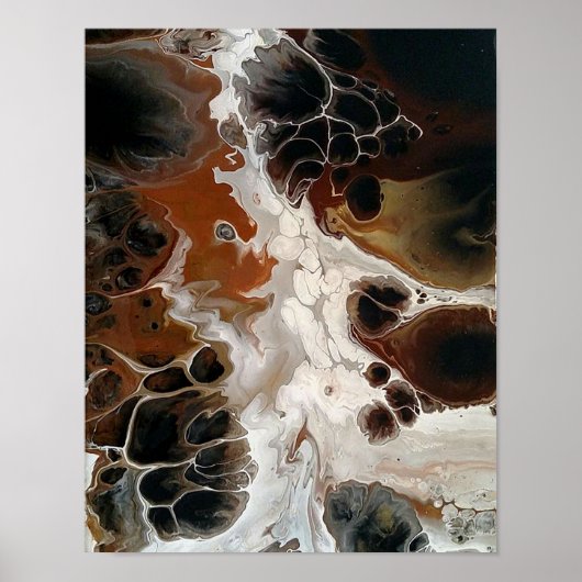Poster Peinture Abstraite Acrylique Liquide Marron Neutre (Devant)