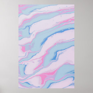 POSTER PEINTURE ABSTRAITE BLANCHE ET BLEUE ROUGE