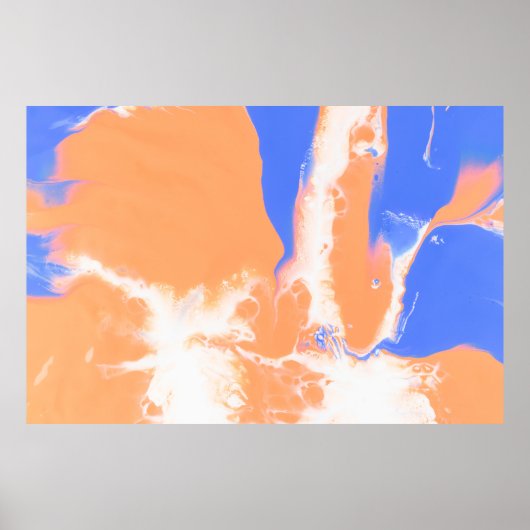 POSTER PEINTURE ABSTRAITE BLEU ET JAUNE (Devant)