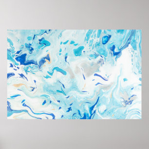 POSTER PEINTURE ABSTRAITE BLEUE ET BLANCHE 3