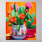 Poster Peinture Abstraite Cactus, Mur Cactus (Devant)