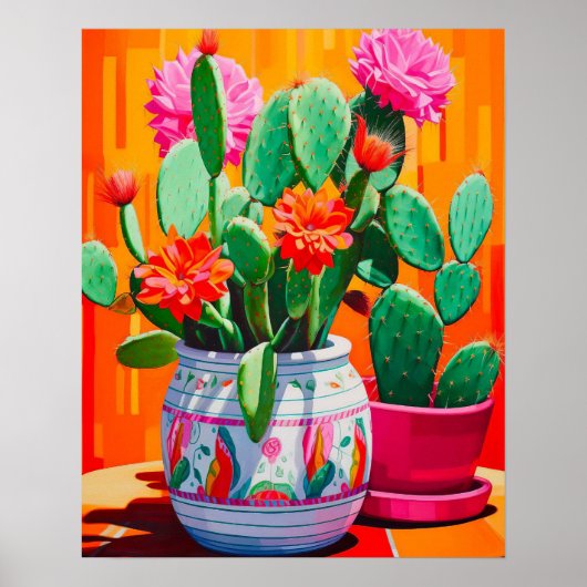 Poster Peinture Abstraite Cactus, Mur Cactus (Devant)
