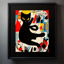 Peinture Abstraite Chat noir