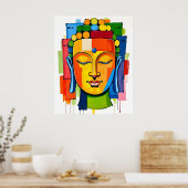 Poster Peinture Abstraite de Bouddha d'Art Moderne Multic (Cuisine)