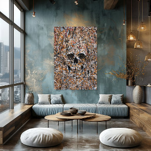 Poster Peinture abstraite de crâne au goutte à goutte Art