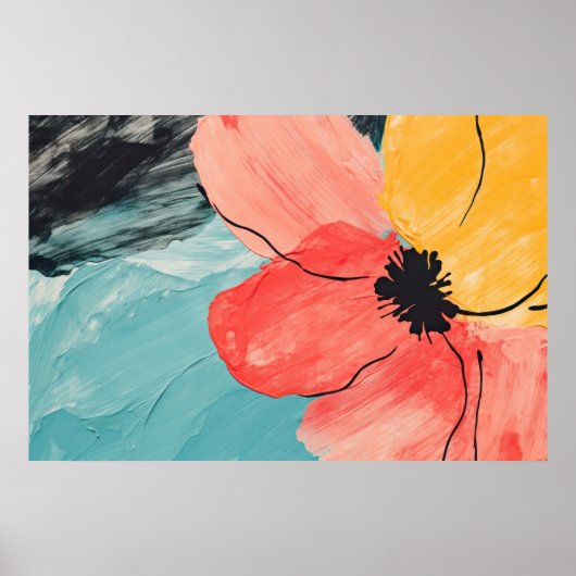 Poster peinture Abstraite de fleurs d'aquarelle (Devant)