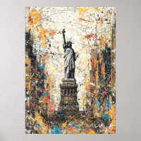 Peinture abstraite de la statue de la Liberté de N
