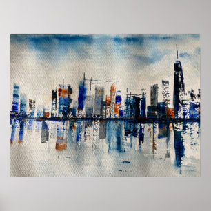 Poster Peinture Abstraite de London City Skyline