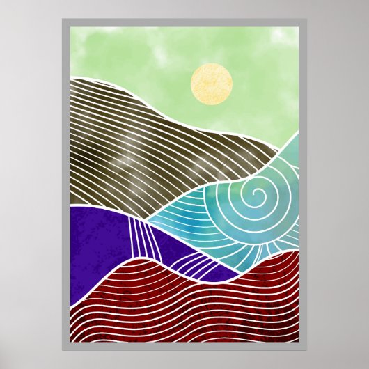 Poster Peinture Abstraite de montagne (Devant)