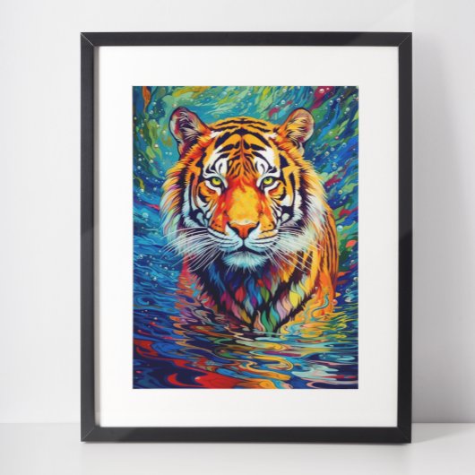 Poster Peinture abstraite de tigre coloré