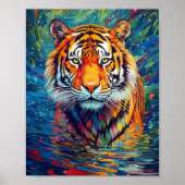 Poster Peinture abstraite de tigre coloré (Devant)