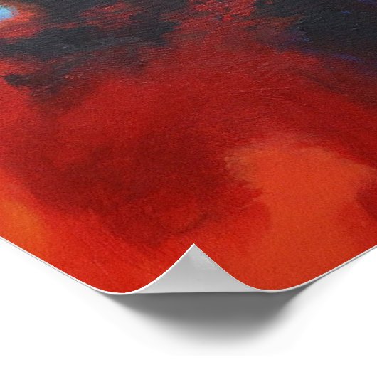 Poster Peinture Abstraite d'expressionnisme jaune rouge (Coin)