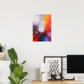 Poster Peinture Abstraite d'expressionnisme jaune rouge (Bureau à domicile)