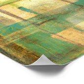 Poster Peinture Abstraite dorée turquoise et verte (Coin)